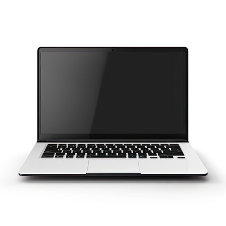 Laptop isolated on a white background. 3d render image.の素材