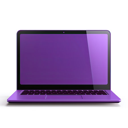 Laptop isolated on white background. 3d rendering. Computer generated image.の素材