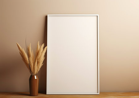 Mock up poster frame in interior background. 3d render illustrationの素材