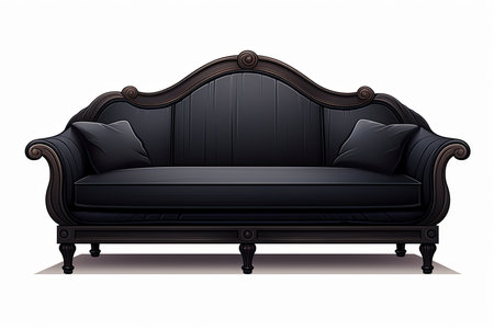 Black leather sofa isolated on white background. Vector illustration. Eps 10.の素材