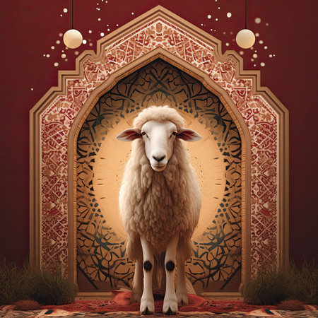 Sheep in the arabic interior. 3D illustration.の素材