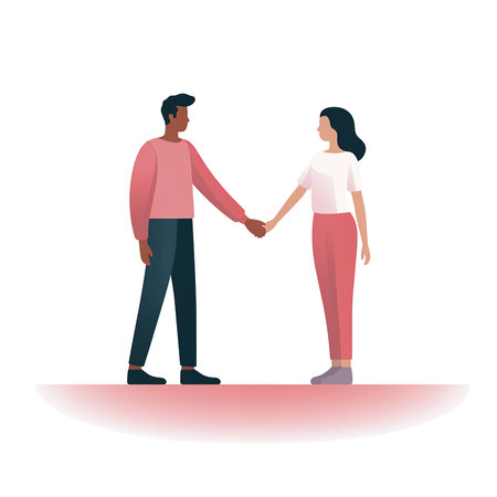 Man and woman holding hands. Vector illustration in a flat style.の素材