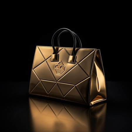Luxury golden clutch on black background. 3d illustration.の素材