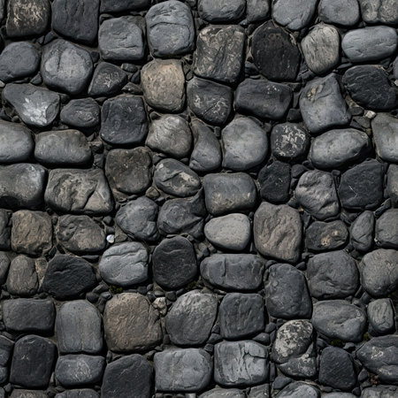 Background of stone wall texture. Black and white stone wall texture.の素材
