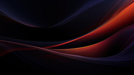 abstract background with smooth lines in red, orange and black colorsの素材