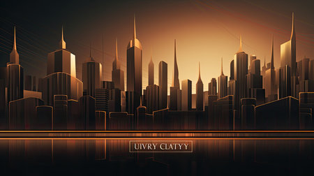 Modern city skyline at night. Vector illustration for your graphic design.の素材