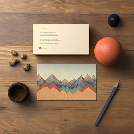Business stationery mockup on wooden background. 3D rendering.の素材