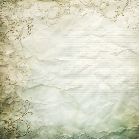 Vintage paper background with floral ornament. High resolution photo. Full frame.の素材