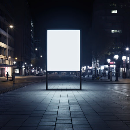 Blank billboard in the city at night. 3d rendering.の素材