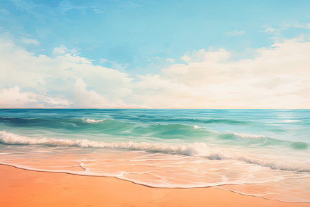 Tropical beach with sand and sea wave. Nature background.の素材