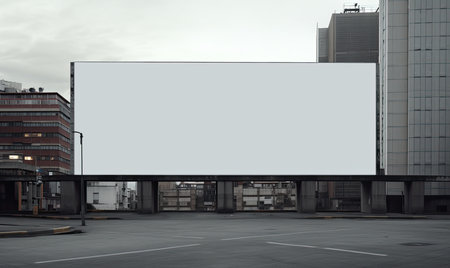 Blank white billboard on the city street. 3d rendering.の素材