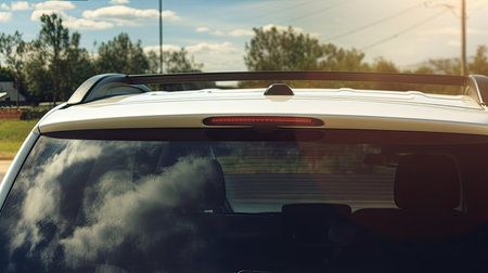Smoke from the chimney of a car on a sunny dayの素材