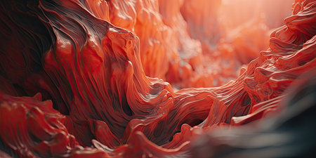 3d render of abstract background with red and black paint layers.の素材