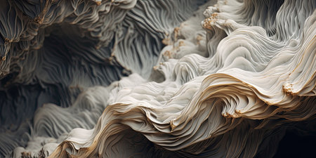 Abstract 3d illustration of white and beige wavy layers. Futuristic background.の素材