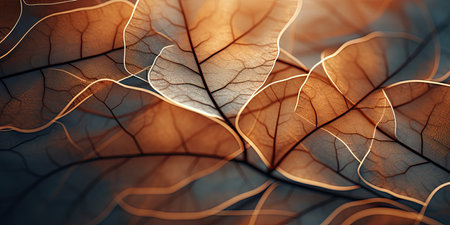 Autumn leaves closeup. Nature background. 3D illustration.の素材