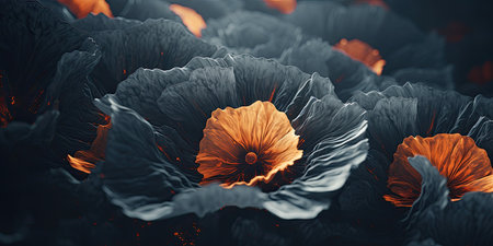 Beautiful black and orange hibiscus flowers, floral backgroundの素材