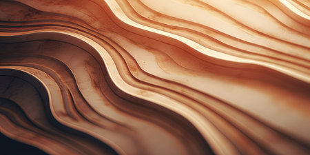 3d illustration of abstract background with lines and curves in beige colorsの素材