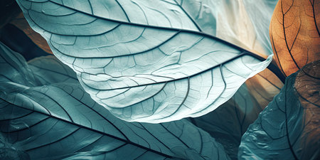 Close up of tropical leaves background. Nature concept. Toned.の素材