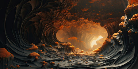 Fantasy alien planet. Abstract fractal shapes. 3D rendering illustrationの素材