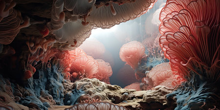 3d illustration of abstract geometric composition,digital art works. Computer generated graphics.の素材