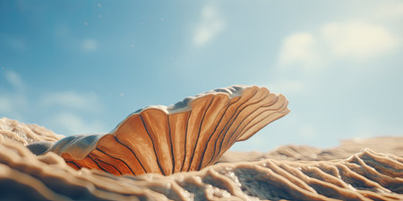 Fantasy landscape with sand dunes and blue sky. 3d renderの素材
