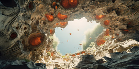 Fantasy alien planet. Mountain. 3D illustration. Virtual realityの素材