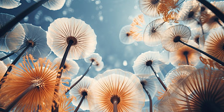 3D rendering of abstract technology concept - computer generated image of dandelionsの素材