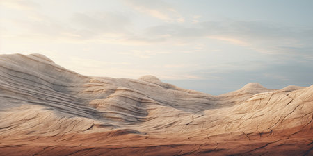 Desert landscape with sand dunes at sunset. 3d renderの素材