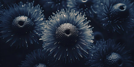 3d rendering of virus cells in microscopic view, computer generated imagesの素材