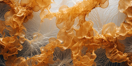 Abstract orange ink in water. Ink swirling underwater. 3d renderingの素材