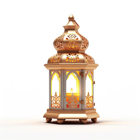 Ramadan Kareem lantern on a white background. 3d renderingの素材