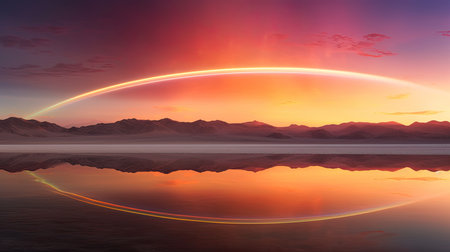 Sunset over the lake. 3d render. Conceptual imageの素材
