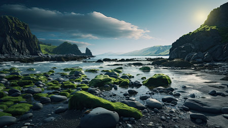 Beautiful seascape. Rocks on the shore. Nature composition.の素材