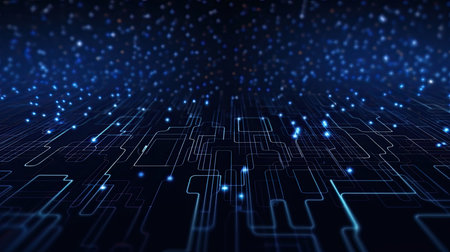 Circuit board futuristic technology background. 3d rendering toned imageの素材