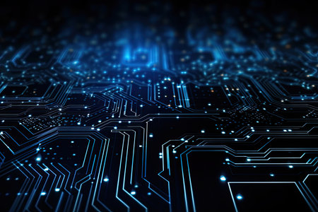 Circuit board background, technology concept. 3d rendering toned imageの素材