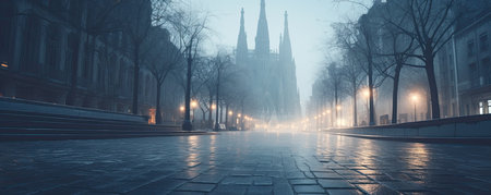 Old town street at night in Prague, Czech Republic. Panoramaの素材