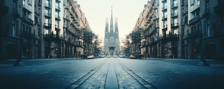 Panoramic view of St. Stephens Cathedral in Budapest, Hungaryの素材