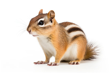 Chipmunk isolated on a white background, close-up.の素材