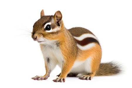 Close up of a chipmunk, isolated on white background.の素材