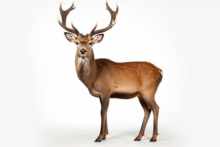 Deer isolated on white background. 3D illustration. Studio shot.の素材