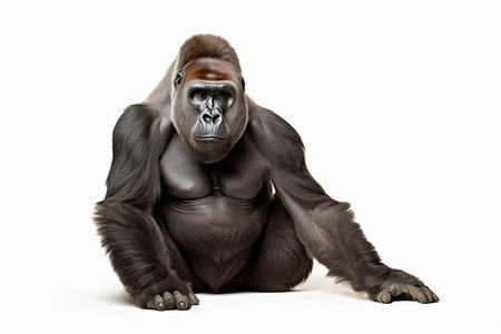 Gorilla isolated on white background. 3D illustration. Studio shot.の素材