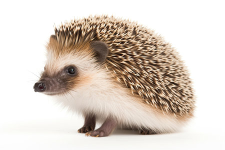 Hedgehog isolated on white background. Close up. Studio shot.の素材