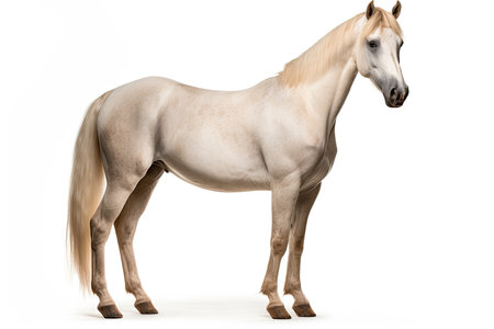 White horse isolated on white background. Side view. 3D illustrationの素材