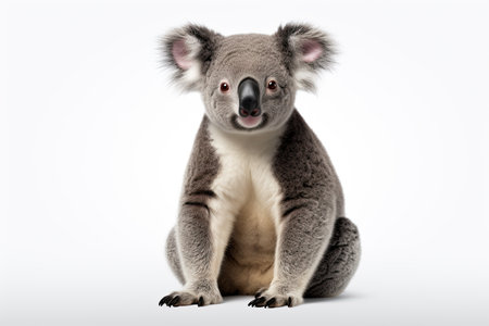 Cute koala sitting on a white background, 3d renderの素材