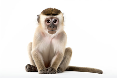 Portrait of a monkey sitting on a white background, isolated.の素材