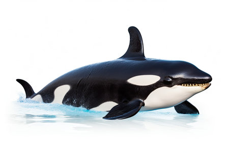 Killer whale isolated on a white background. 3d render.の素材