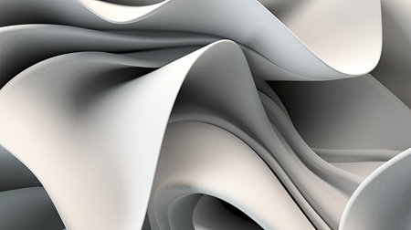 3d render, abstract background with folds in white and gray colorsの素材