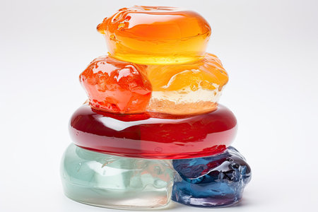 colorful jelly candies on a white background, studio shot.の素材