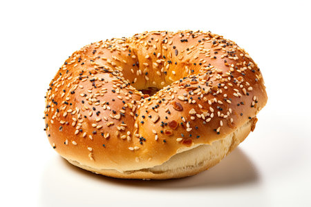 Bagel with sesame seeds on a white background, isolatedの素材