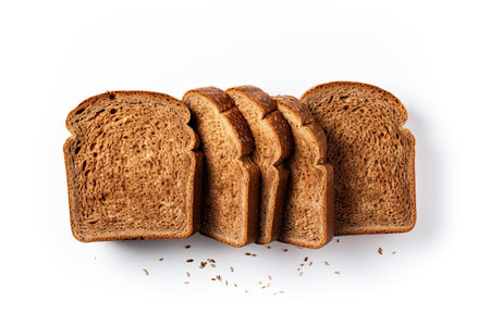 Sliced rye bread isolated on white background. Top view.の素材